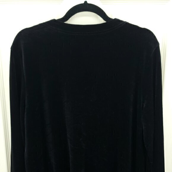 VTG 90s Harve Benard Button Front Velvet Tunic/Mini Dress L Black - Picture 4 of 16